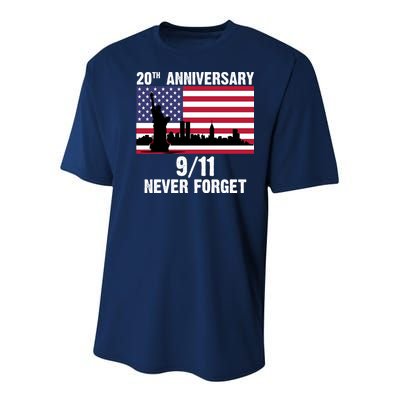 20th Anniversary 9/11 Tribute Never Forget US Flag New York Youth Performance Sprint T-Shirt