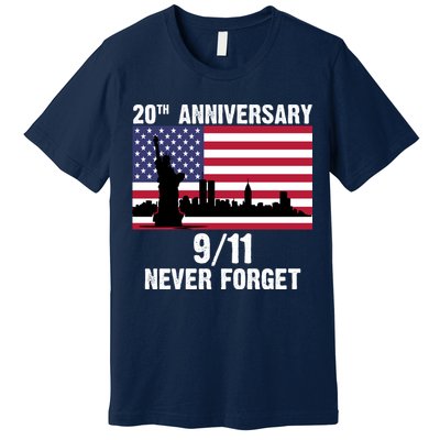 20th Anniversary 9/11 Tribute Never Forget US Flag New York Premium T-Shirt