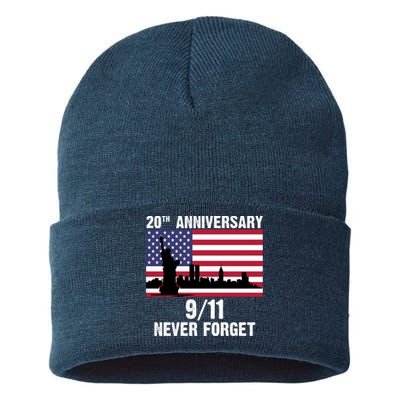 20th Anniversary 9/11 Tribute Never Forget US Flag New York Sustainable Knit Beanie