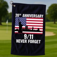 20th Anniversary 9/11 Tribute Never Forget US Flag New York Golf Towel