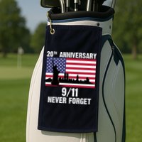20th Anniversary 9/11 Tribute Never Forget US Flag New York Golf Towel