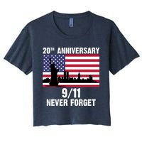 20th Anniversary 9/11 Tribute Never Forget US Flag New York Women's Crop Top Tee
