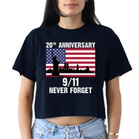 20th Anniversary 9/11 Tribute Never Forget US Flag New York Women's Crop Top Tee