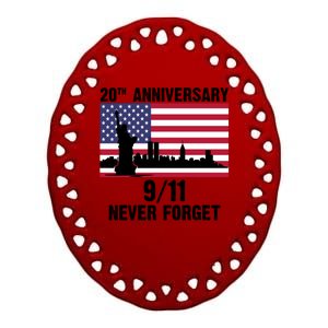 20th Anniversary 9/11 Tribute Never Forget US Flag New York Ceramic Oval Ornament