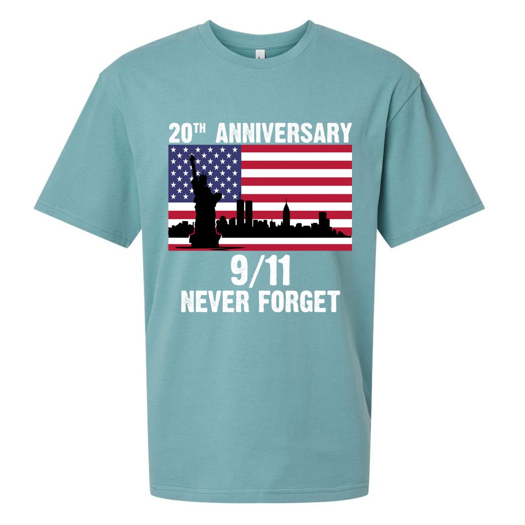 20th Anniversary 9/11 Tribute Never Forget US Flag New York Sueded Cloud Jersey T-Shirt