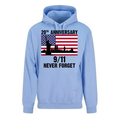 20th Anniversary 9/11 Tribute Never Forget US Flag New York Unisex Surf Hoodie