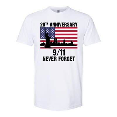 20th Anniversary 9/11 Tribute Never Forget US Flag New York Softstyle® CVC T-Shirt