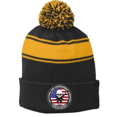 2nd Amendment America's Original Homeland Security 1789 Front And Back Stripe Pom Pom Beanie