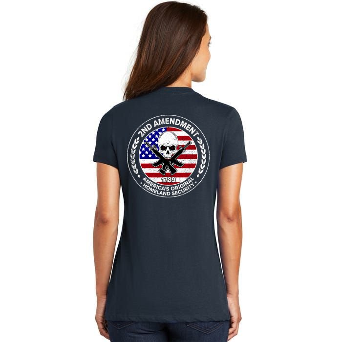 2nd Amendment America's Original Homeland Security 1789 Front And Back Women's V-Neck T-Shirt