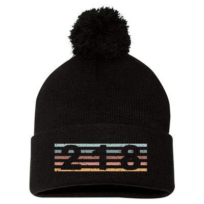218 Area Code Retro Minnesota Duluth Pom Pom 12in Knit Beanie