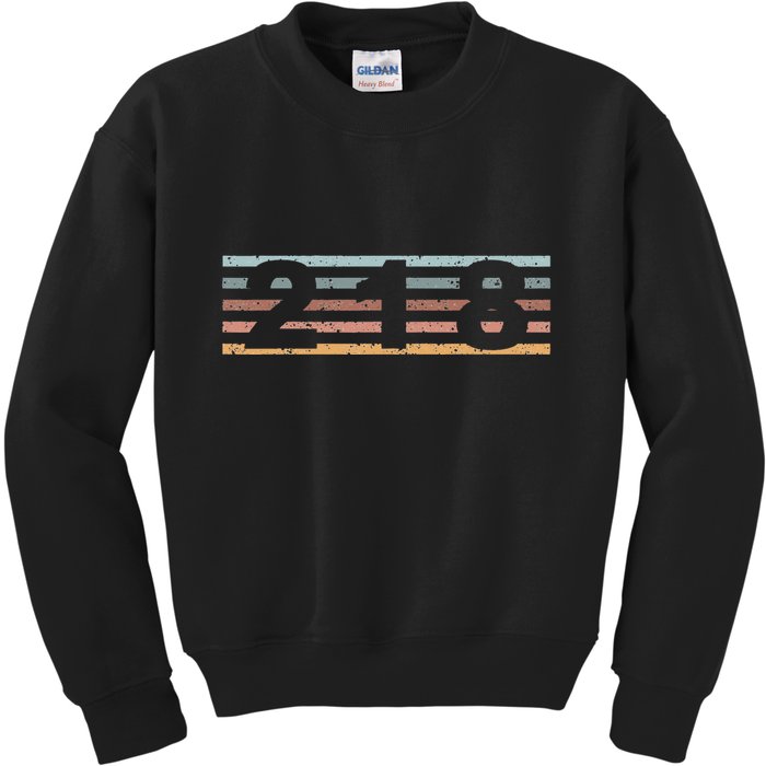 218 Area Code Retro Minnesota Duluth Kids Sweatshirt