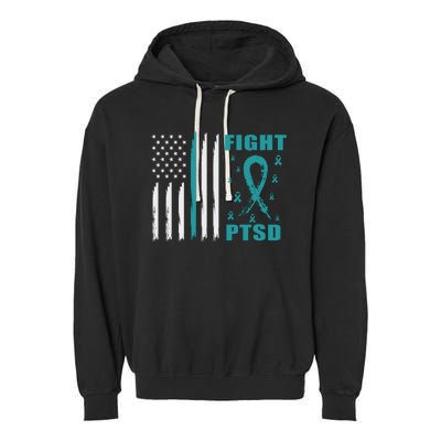 22 A Day Soldier Veteran PTSD Awareness American Flag Garment-Dyed Fleece Hoodie