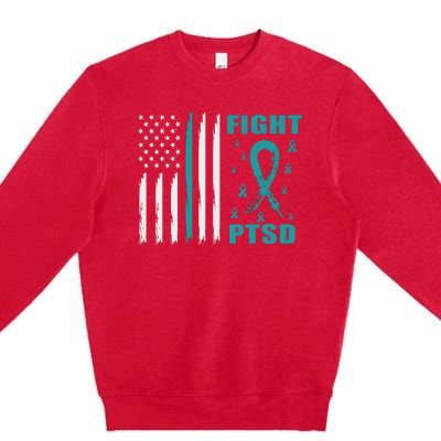 22 A Day Soldier Veteran PTSD Awareness American Flag Premium Crewneck Sweatshirt