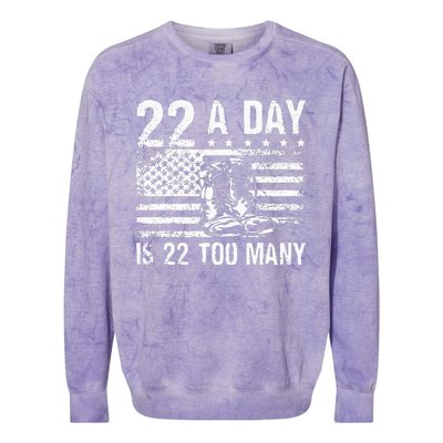 22 A Day Is 22 Too Many Veteran Lives Matter USA Flag Colorblast Crewneck Sweatshirt