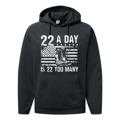 22 A Day Is 22 Too Many Veteran Lives Matter USA Flag Performance Fleece Hoodie