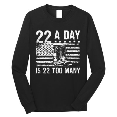 22 A Day Is 22 Too Many Veteran Lives Matter USA Flag Long Sleeve Shirt