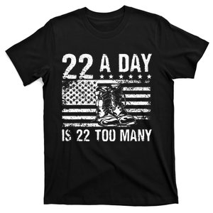 22 A Day Is 22 Too Many Veteran Lives Matter USA Flag T-Shirt