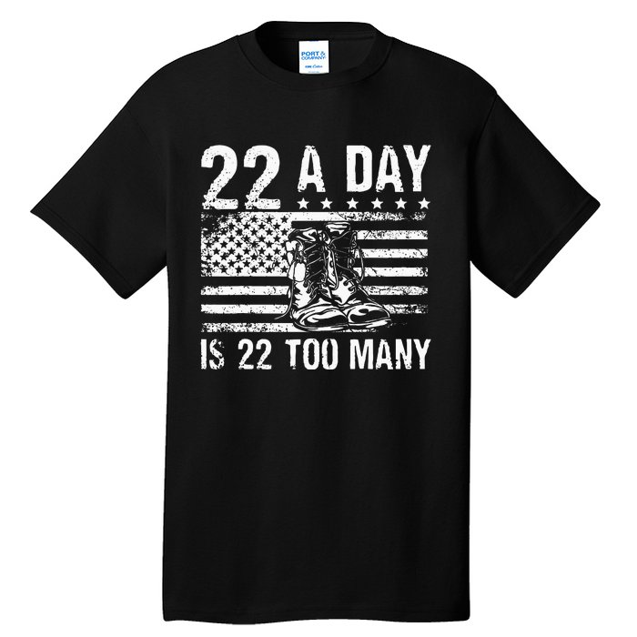 22 A Day Is 22 Too Many Veteran Lives Matter USA Flag Tall T-Shirt