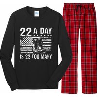 22 A Day Is 22 Too Many Veteran Lives Matter USA Flag Long Sleeve Pajama Set