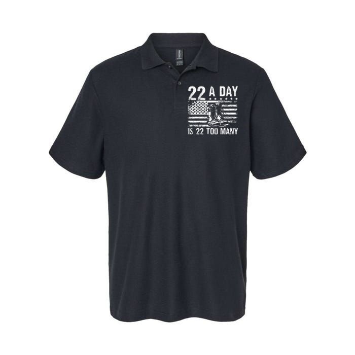 22 A Day Is 22 Too Many Veteran Lives Matter USA Flag Softstyle Adult Sport Polo