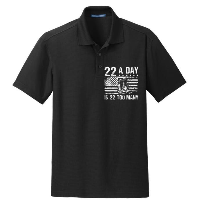 22 A Day Is 22 Too Many Veteran Lives Matter USA Flag Dry Zone Grid Polo