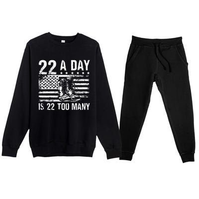 22 A Day Is 22 Too Many Veteran Lives Matter USA Flag Premium Crewneck Sweatsuit Set