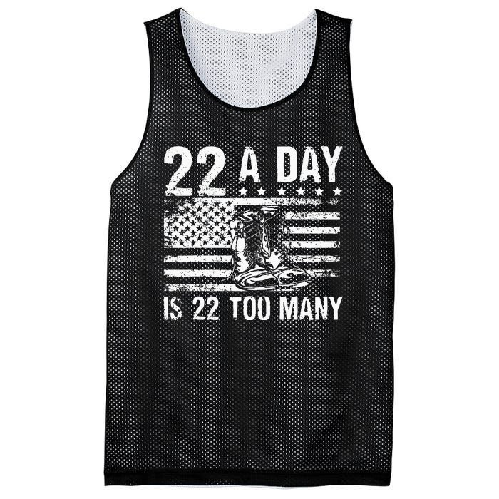 22 A Day Is 22 Too Many Veteran Lives Matter USA Flag Mesh Reversible Basketball Jersey Tank