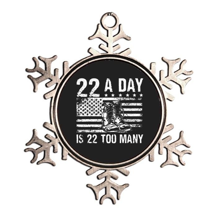 22 A Day Is 22 Too Many Veteran Lives Matter USA Flag Metallic Star Ornament