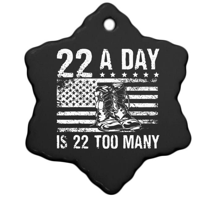 22 A Day Is 22 Too Many Veteran Lives Matter USA Flag Ceramic Star Ornament