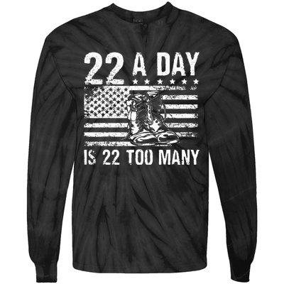 22 A Day Is 22 Too Many Veteran Lives Matter USA Flag Tie-Dye Long Sleeve Shirt