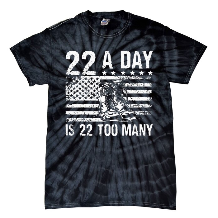 22 A Day Is 22 Too Many Veteran Lives Matter USA Flag Tie-Dye T-Shirt