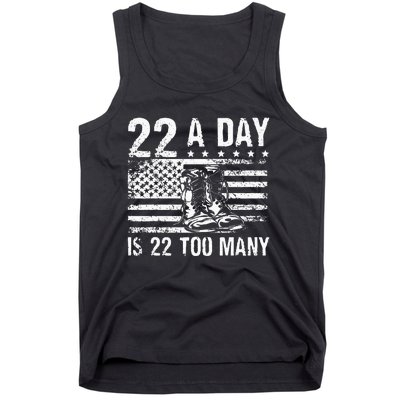 22 A Day Is 22 Too Many Veteran Lives Matter USA Flag Tank Top