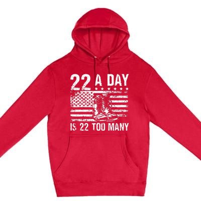 22 A Day Is 22 Too Many Veteran Lives Matter USA Flag Premium Pullover Hoodie