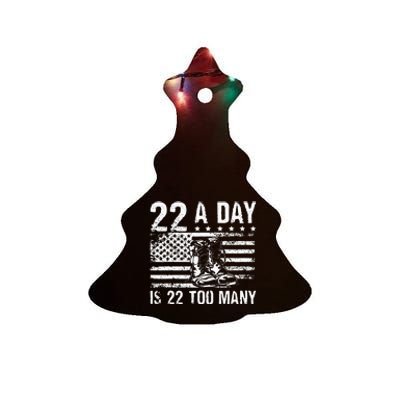 22 A Day Is 22 Too Many Veteran Lives Matter USA Flag Ceramic Tree Ornament