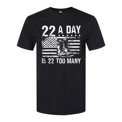 22 A Day Is 22 Too Many Veteran Lives Matter USA Flag Softstyle CVC T-Shirt