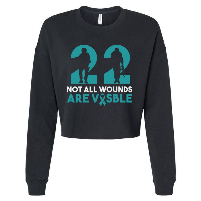 22 A Day Soldier Veteran PTSD Awareness Cropped Pullover Crew