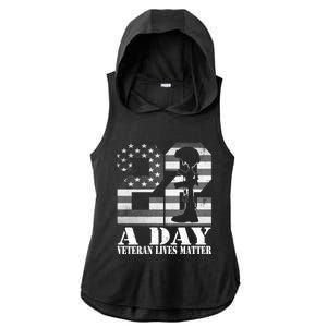 22 A Day Veteran Lives Matter American Flag Military Veteran Great Gift Ladies PosiCharge Tri-Blend Wicking Draft Hoodie Tank