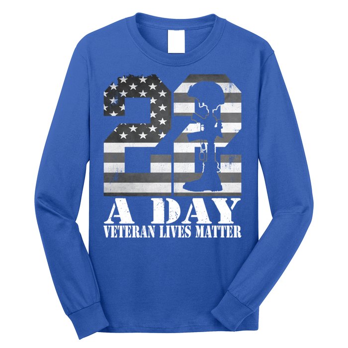 22 A Day Veteran Lives Matter American Flag Military Veteran Great Gift Long Sleeve Shirt