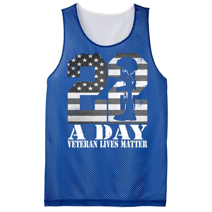 22 A Day Veteran Lives Matter American Flag Military Veteran Great Gift Mesh Reversible Basketball Jersey Tank