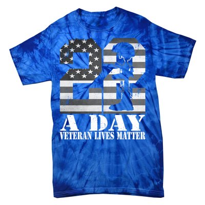 22 A Day Veteran Lives Matter American Flag Military Veteran Great Gift Tie-Dye T-Shirt