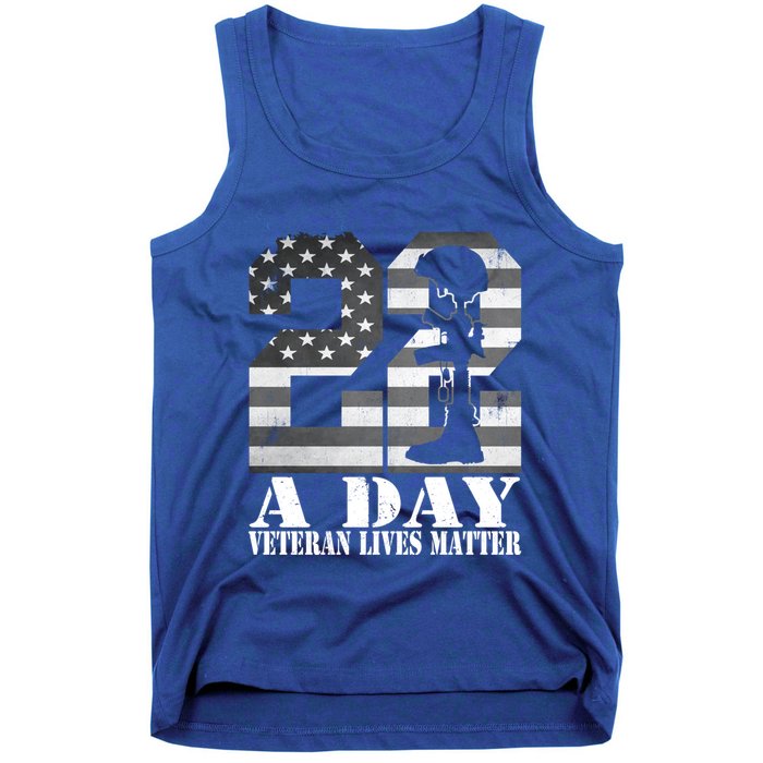 22 A Day Veteran Lives Matter American Flag Military Veteran Great Gift Tank Top