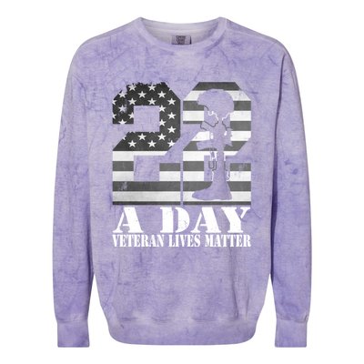 22 A Day Veteran Lives Matter American Flag Military Veteran Great Gift Colorblast Crewneck Sweatshirt