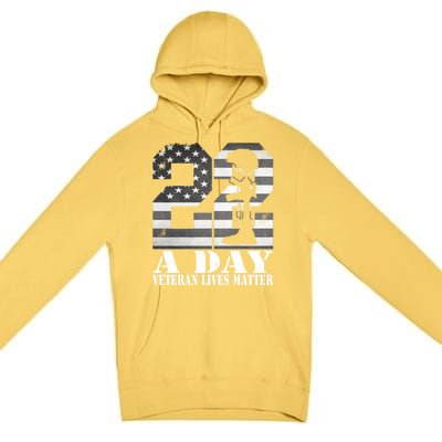 22 A Day Veteran Lives Matter American Flag Military Veteran Great Gift Premium Pullover Hoodie