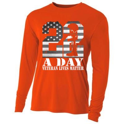 22 A Day Veteran Lives Matter American Flag Military Veteran Great Gift Cooling Performance Long Sleeve Crew