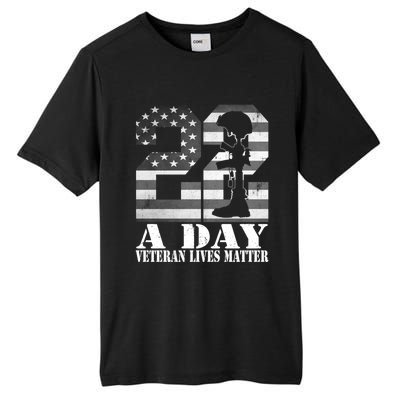 22 A Day Veteran Lives Matter American Flag Military Veteran Great Gift Tall Fusion ChromaSoft Performance T-Shirt