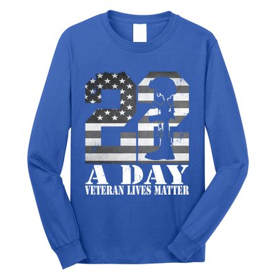 22 A Day Veteran Lives Matter American Flag Military Veteran Great Gift Long Sleeve Shirt