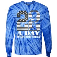 22 A Day Veteran Lives Matter American Flag Military Veteran Great Gift Tie-Dye Long Sleeve Shirt