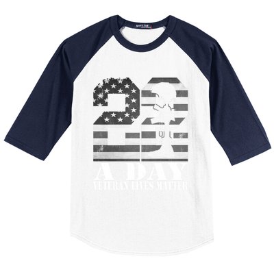 22 A Day Veteran Lives Matter American Flag Military Veteran Great Gift Baseball Sleeve Shirt