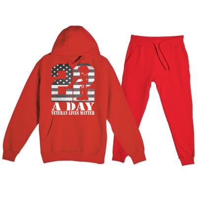 22 A Day Veteran Lives Matter American Flag Military Veteran Great Gift Premium Hooded Sweatsuit Set