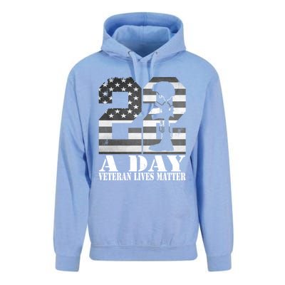 22 A Day Veteran Lives Matter American Flag Military Veteran Great Gift Unisex Surf Hoodie